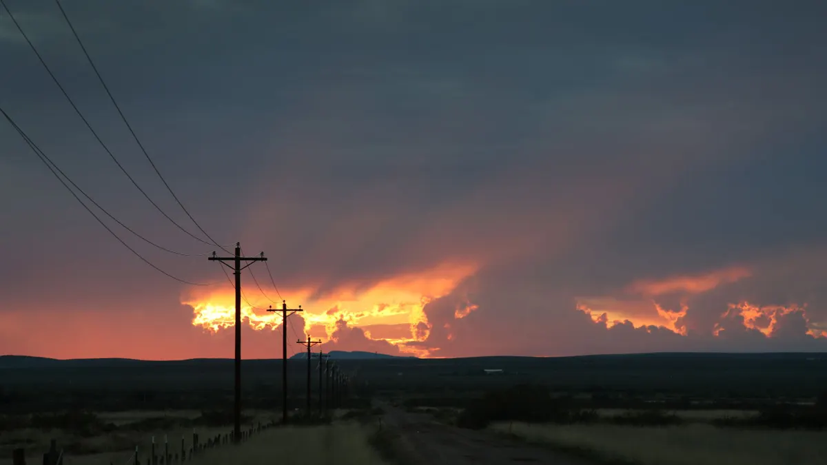 Power lines at sunset