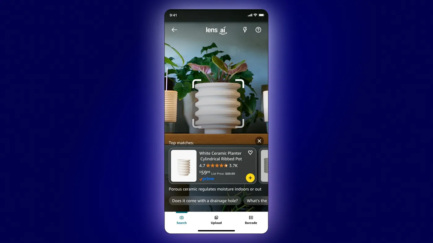 The Amazon Lens Live feature on a mobile phone.