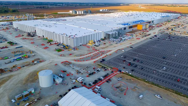 An ariel photo of the Honda and LG Energy Solution joint venture batterry plant under construction in October 2024 in Fayette County, Ohio.