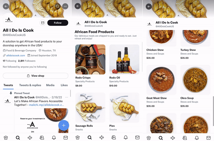 Twitter Shop tab