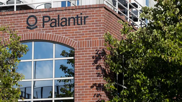 Exterior view of the Palantir office in Palo Alto, California, on April 30, 2022.