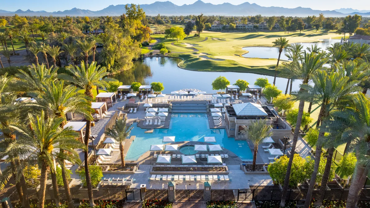 An aerial view of the pool complex at Grand Hyatt Scottsdale.