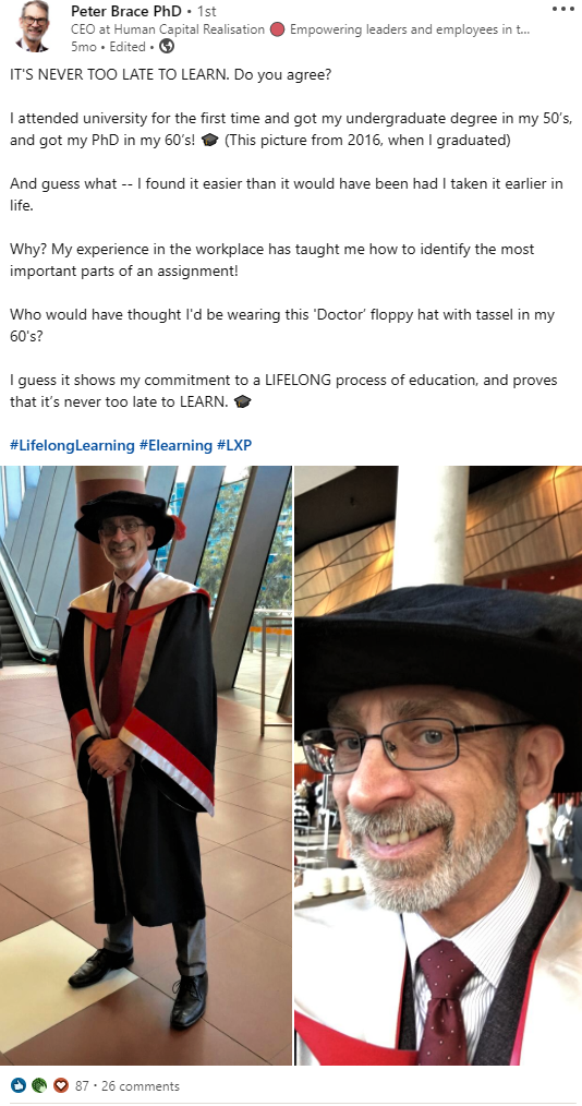 Peter Brace's post on LinkedIn 