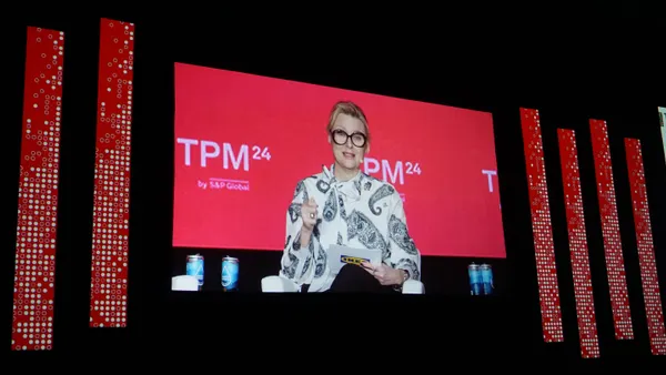 Ikea Global Sustainability Manager Elisabeth Munck af Rosenschöld speaks during a panel session about maritime decarbonization at TPM24 in Long Beach, California.