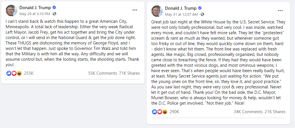 Trump Facebook posts