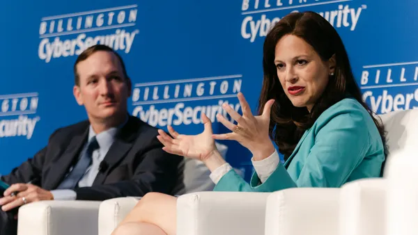 Anne Neuberger deputy national security advisor for cyber and emerging technologies, speaks at the Billington Cybersecurity Summit with Brad Medairy, EVP, Booz Allen.