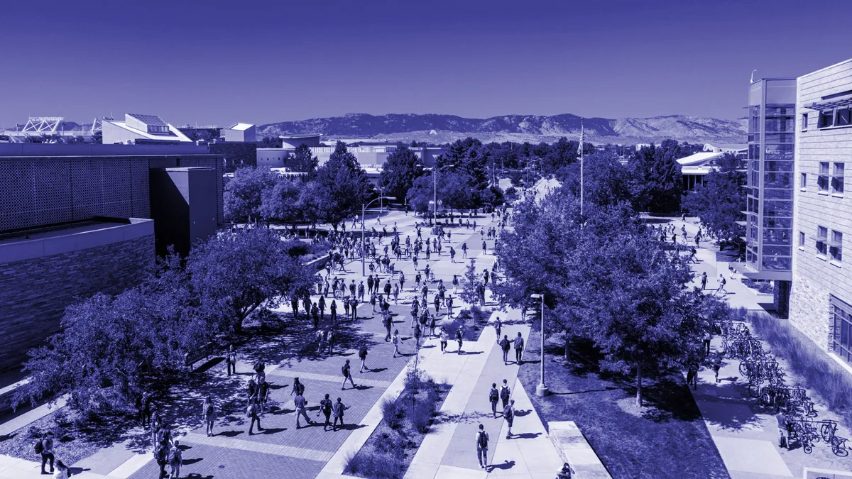 Aerial view of Colorado State University campus.