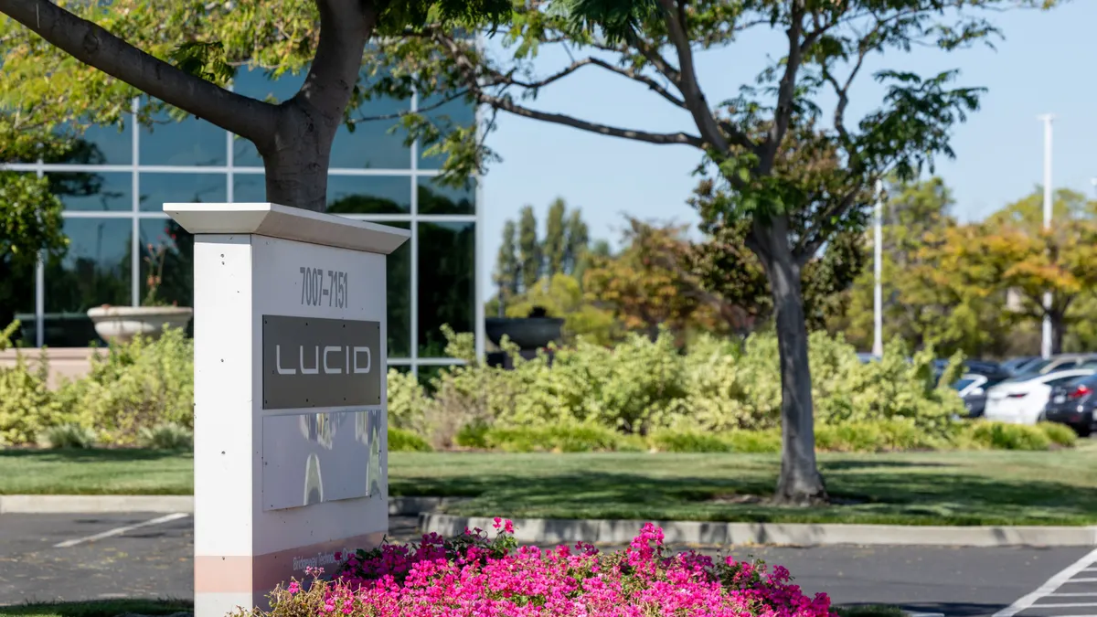 Lucid Motors' headquarters in Newark, California. The EV company manufactures electric vehicles and supplies advanced electric vehicle powertrain systems.
