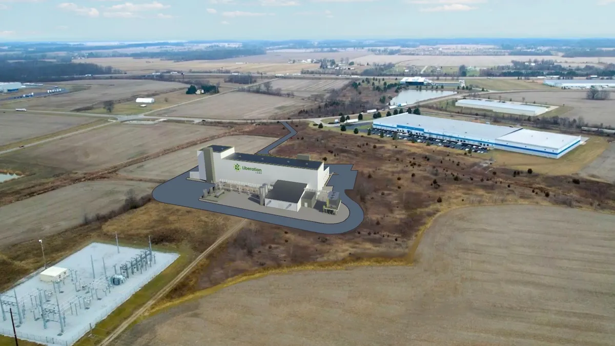 A aerial view of Liberation Labs planned biomanufacturing facility.