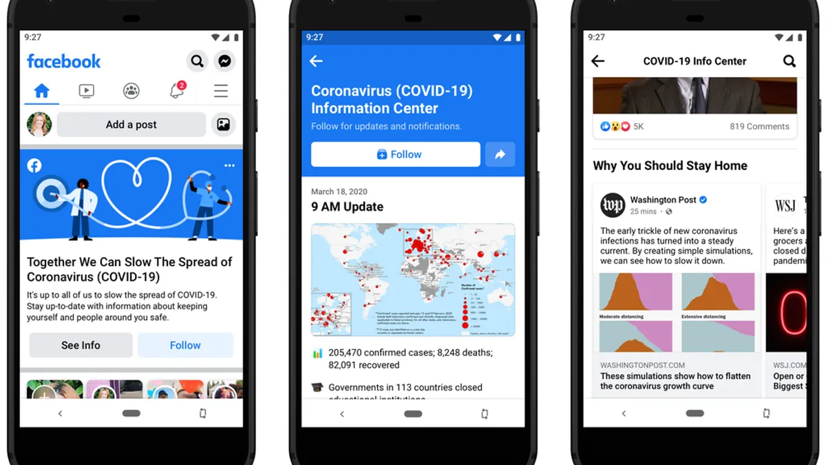 Facebook Coronavirus resource