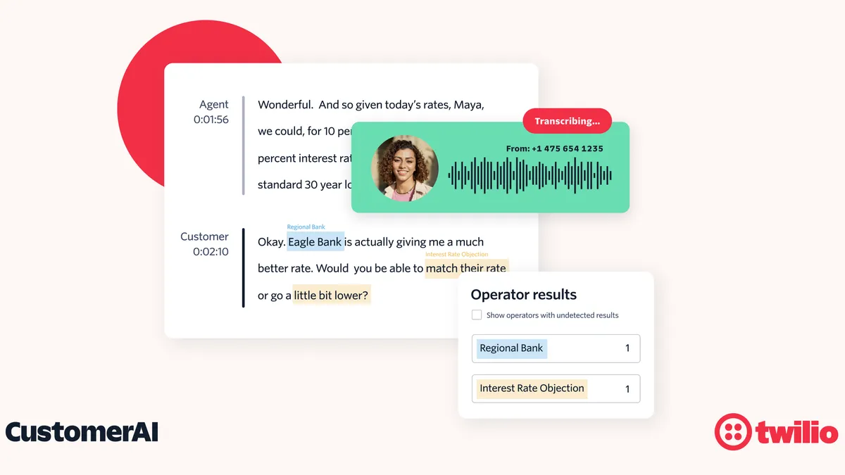 Twilio image of its Voice Intelligence tool