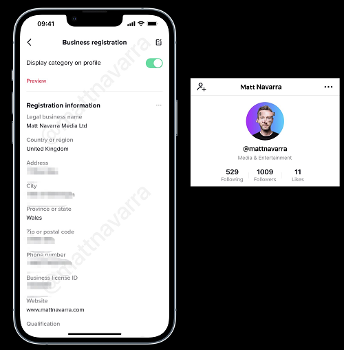 TikTok business registration process