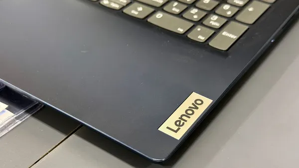 The Lenovo logo displayed on a laptop