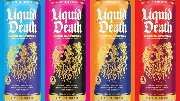 Cans of Liquid Death's new energy drinks