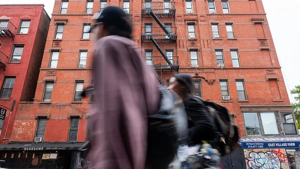An apartment building stands in the East Village neighborhood on May 11, 2026 in New York City.