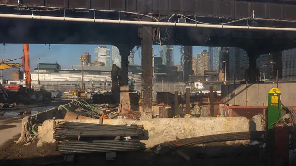 A jobsite on an embattled infrastructure project stands empty.