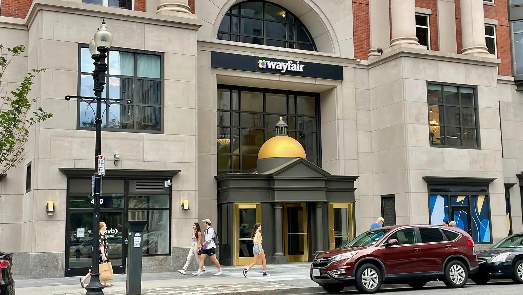 Exterior of Wayfair's headquarters in Boston