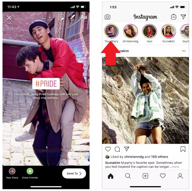 Instagram Stories rainbow ring example