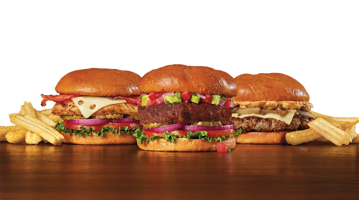 Images of burgers from Denny&#x27;s virtual brand The Burger Den