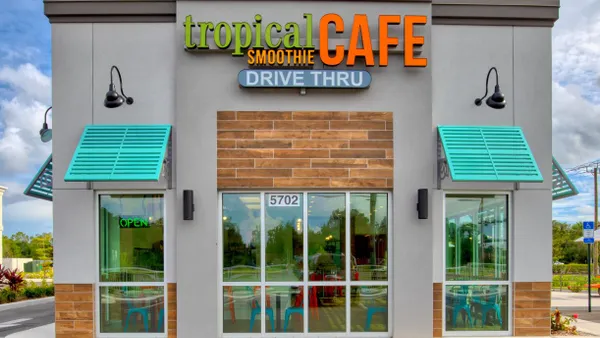 An image of a building with Tropical Smoothie Cafe signage