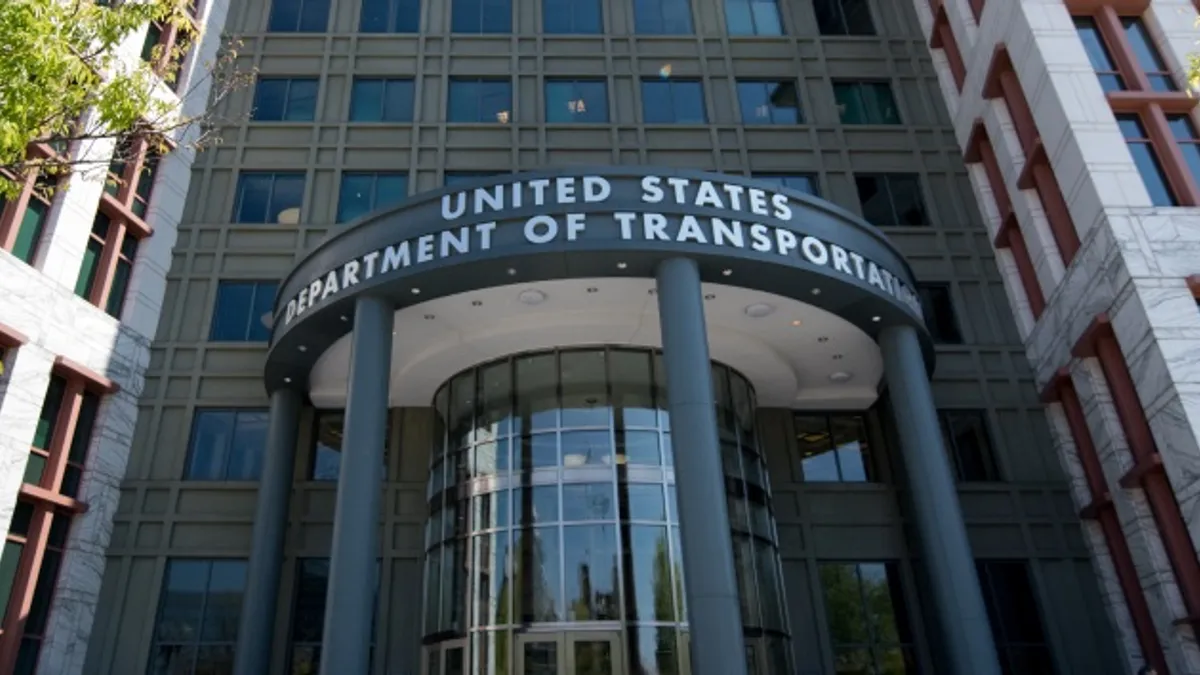 The entrance to the Department of Transportation in Washington, D.C.