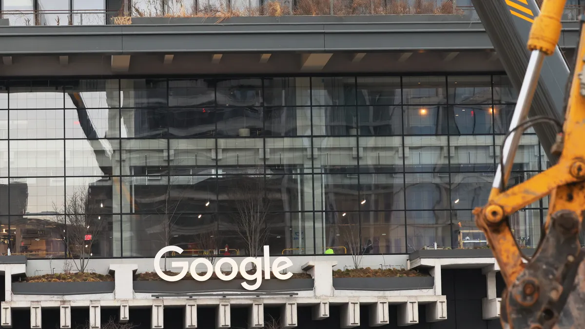 The exterior of the new headquarters of Google is seen at 550 Washington Street in Hudson Square on January 09, 2024 in New York City.