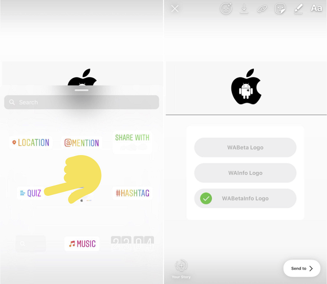 An example of a quiz sticker on Instagram