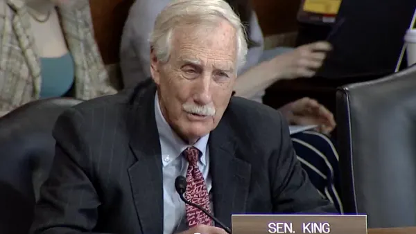 Sen. Angus King, I-Maine, speaks at a Senate Committee on Energy & Natural Resources hearing on March 25, 2026.