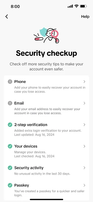 TikTok Security Check-Up