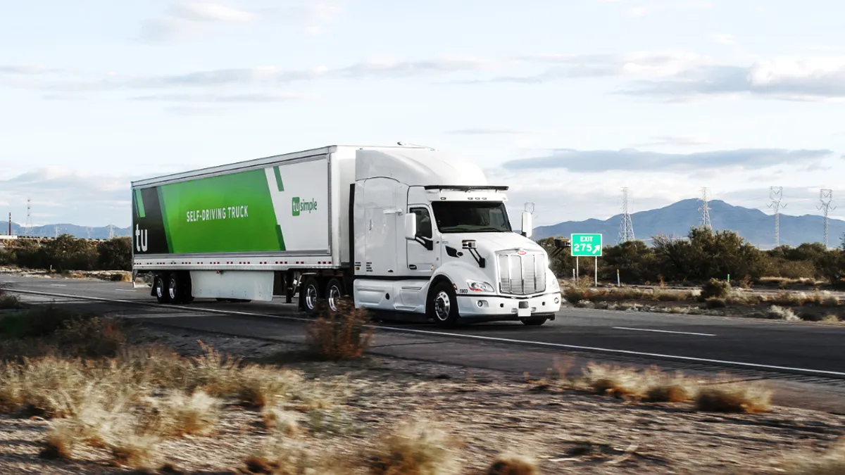 A TuSimple truck on a highway