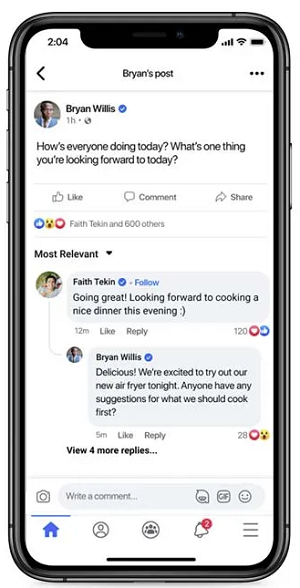 Facebook Live comments