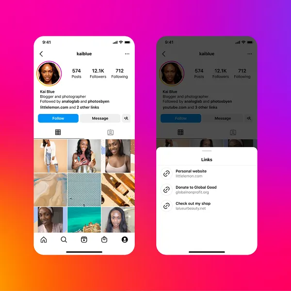 Instagram multiple links on bio