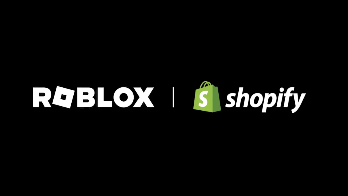 A black background with the words Roblox and Shopify on it.