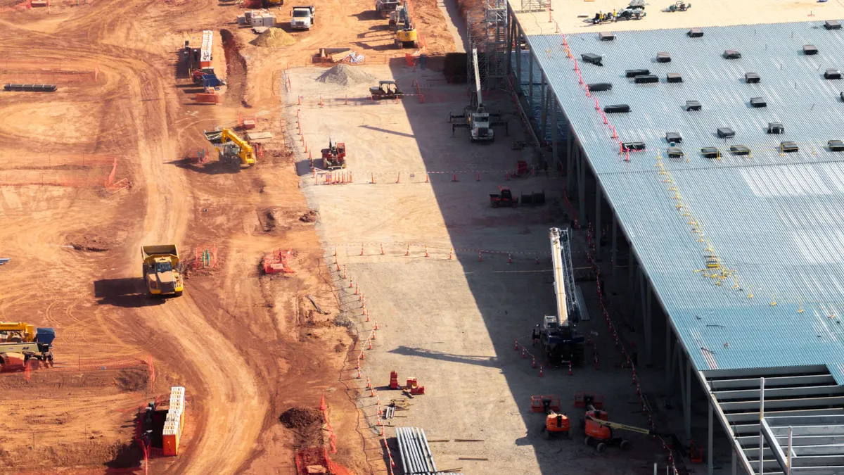 A large construction site seen from above