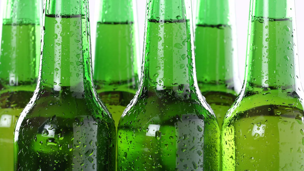 Green glass bottles