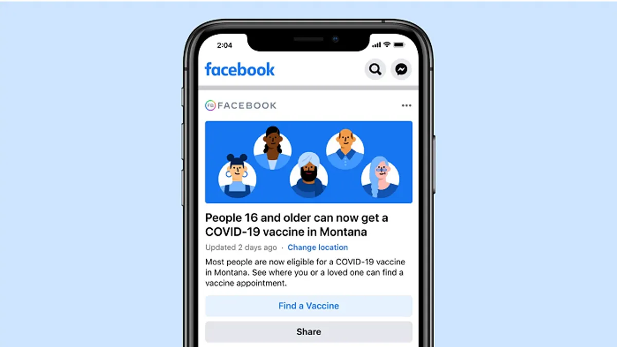 Facebook COVID Vaccine alerts