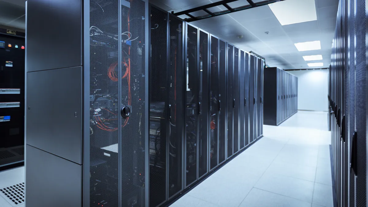 Modern interior of server room in data center