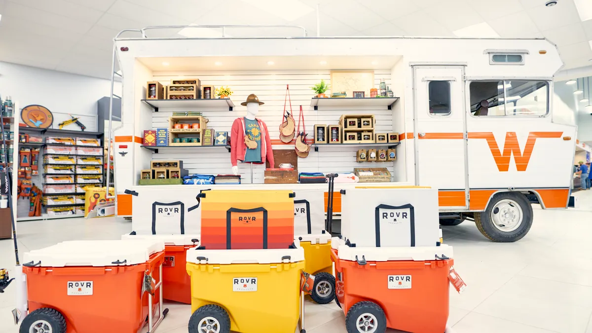 A photo of camping gear on display at Wally's.