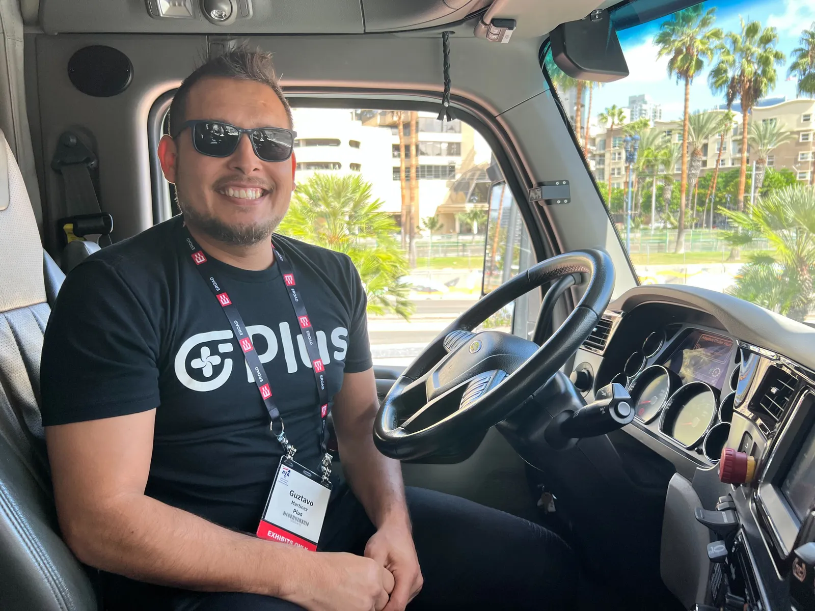 Guztavo Martinez is a driver with autonomous truck tech developer Plus.