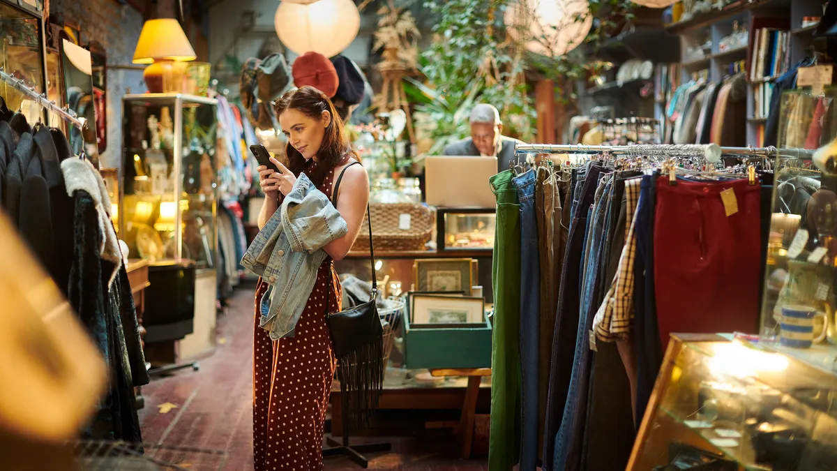 snapping a bargain in vintage shop