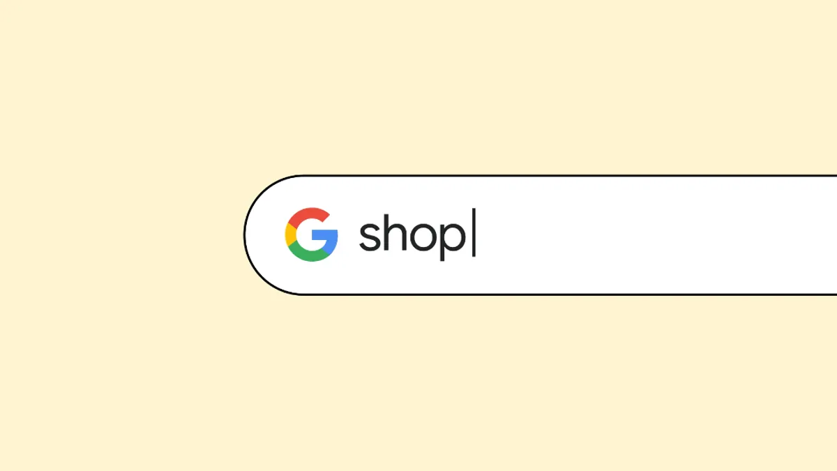 The word "shop" in a Google search bar.