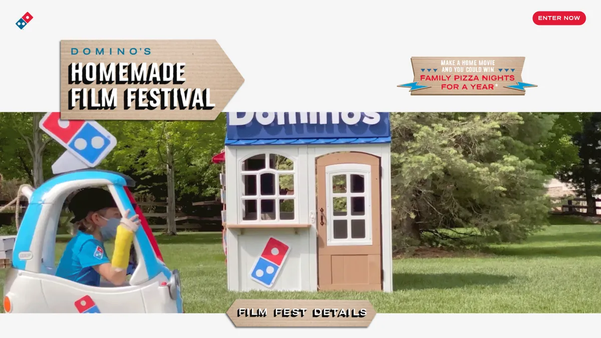 Domino's virtual film festival promotional still retrieved by Marketing Dive on July 27, 2020