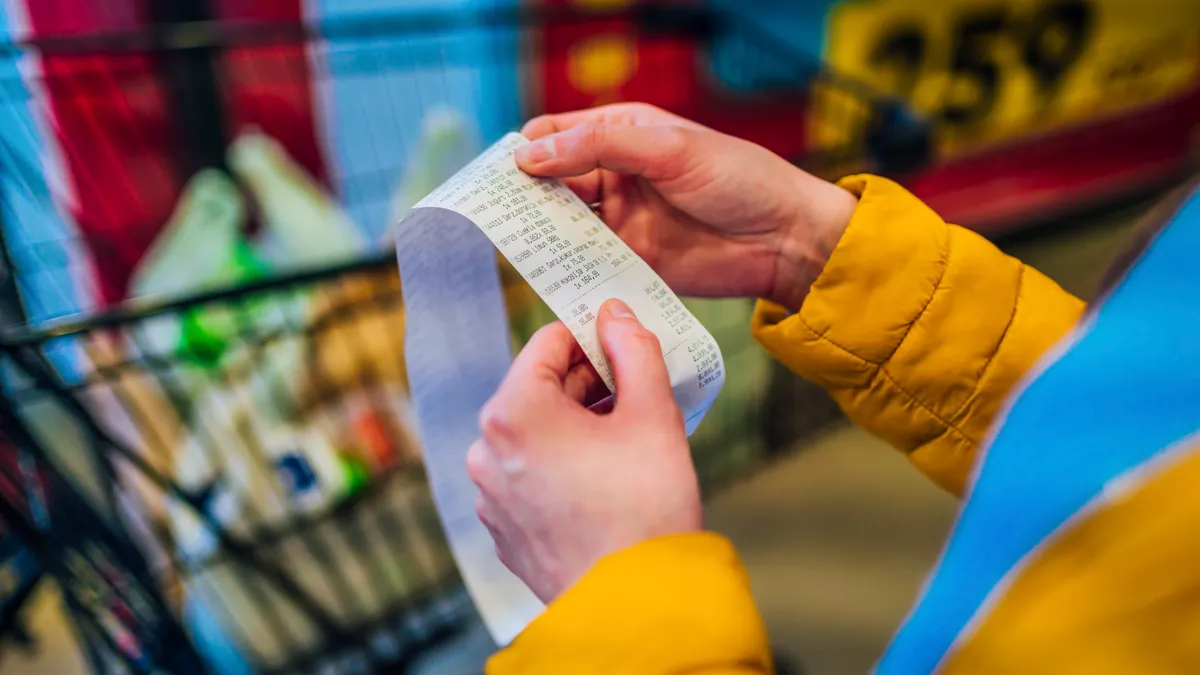 Examining a grocery receipt