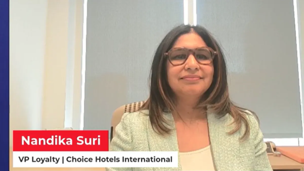 Choice Hotels Vice President Nandika Suri speaks during a Hotel Dive fireside chat on hotel loyalty.