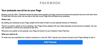 Facebook podcasts