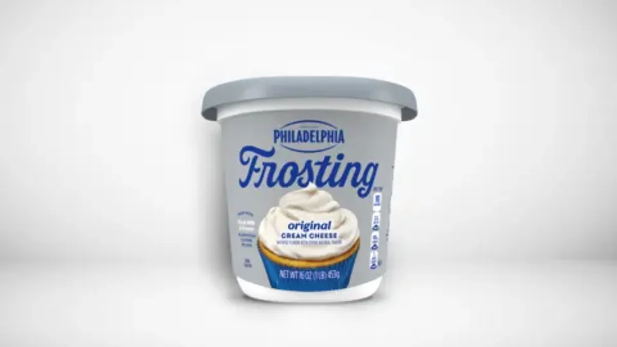 A container of Philadelphia's first-ever refrigerated cream cheese frosting in the U.S.