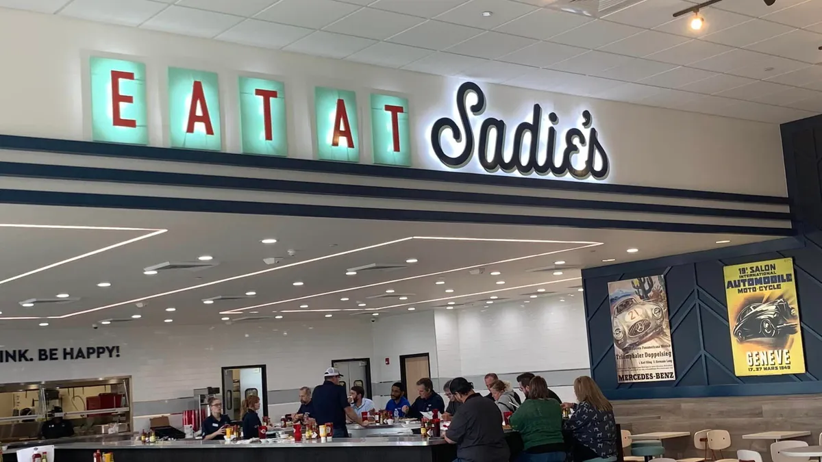 A photo of the interior of Sadie's Diner, inside a Sprint Mart building in Vance, Alabama.