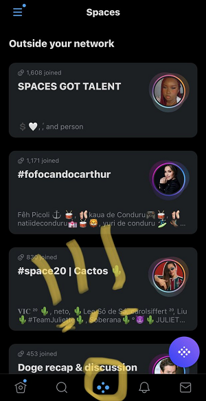 Twitter Spaces tab