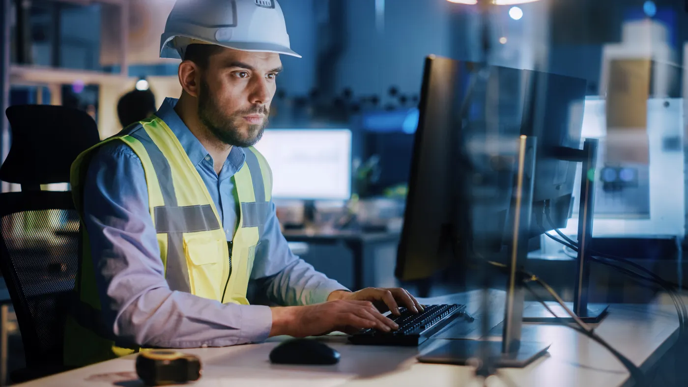 engineer at desk