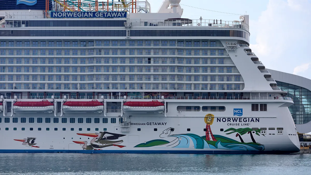 The Norwegian Gateway cruise ship is moored at PortMiami on January 07, 2022 in Miami, Florida.